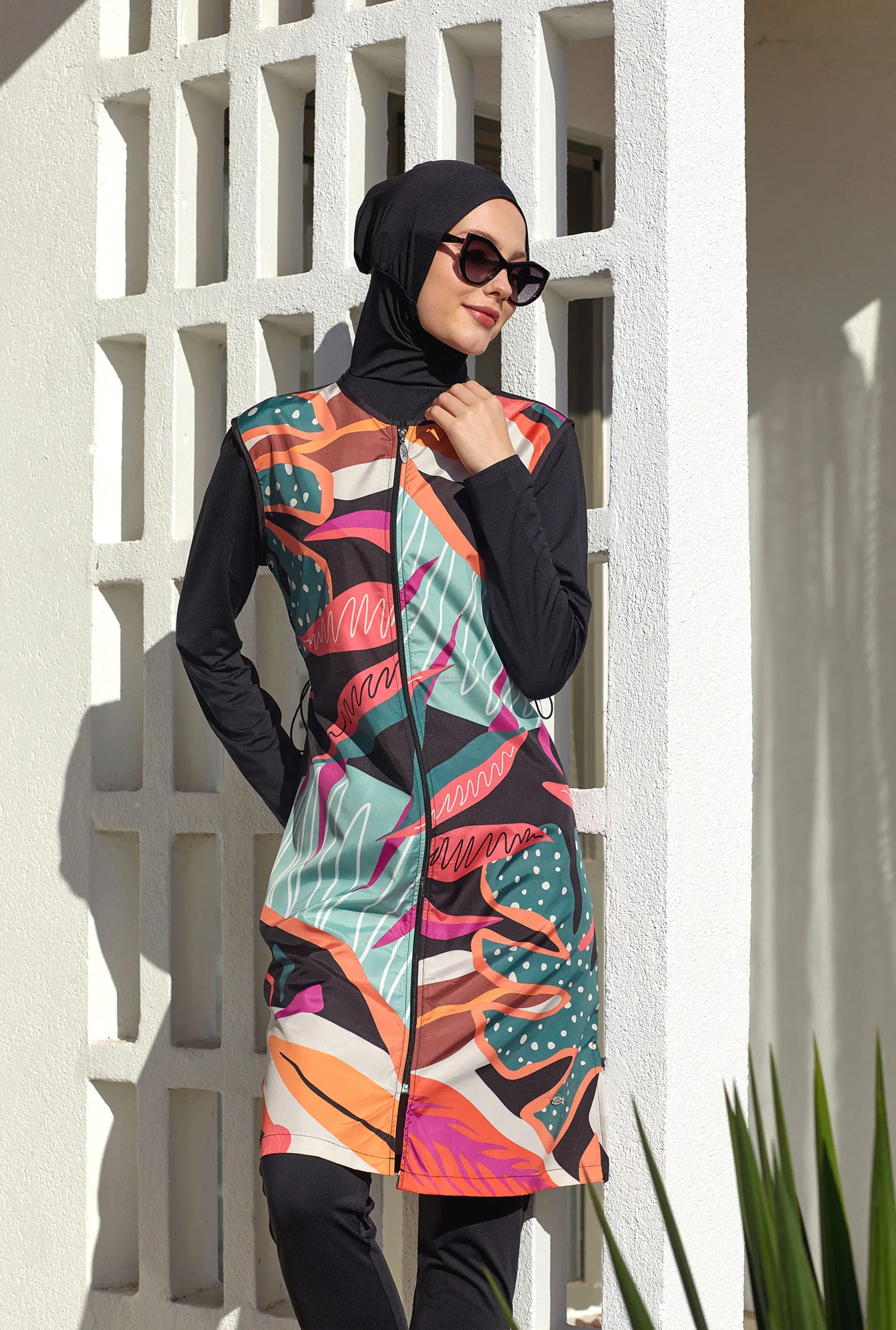 Modest swimsuit with head cover