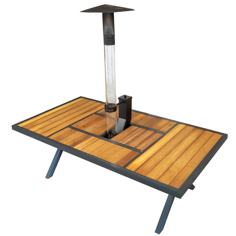 100x200 Iroko Wood Table with Stove and Grill