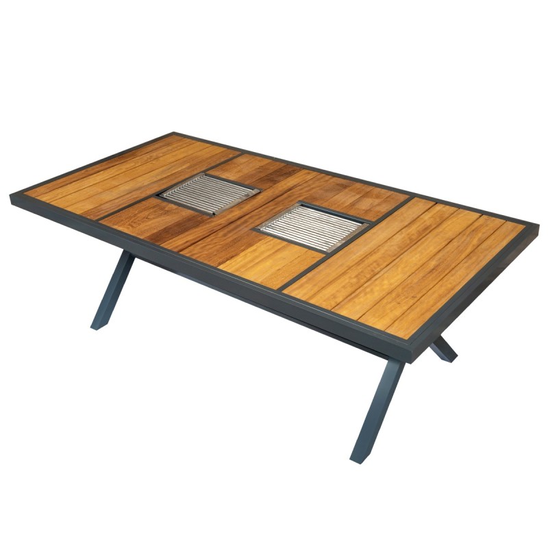 100x200 Iroko Wood Table with Grill