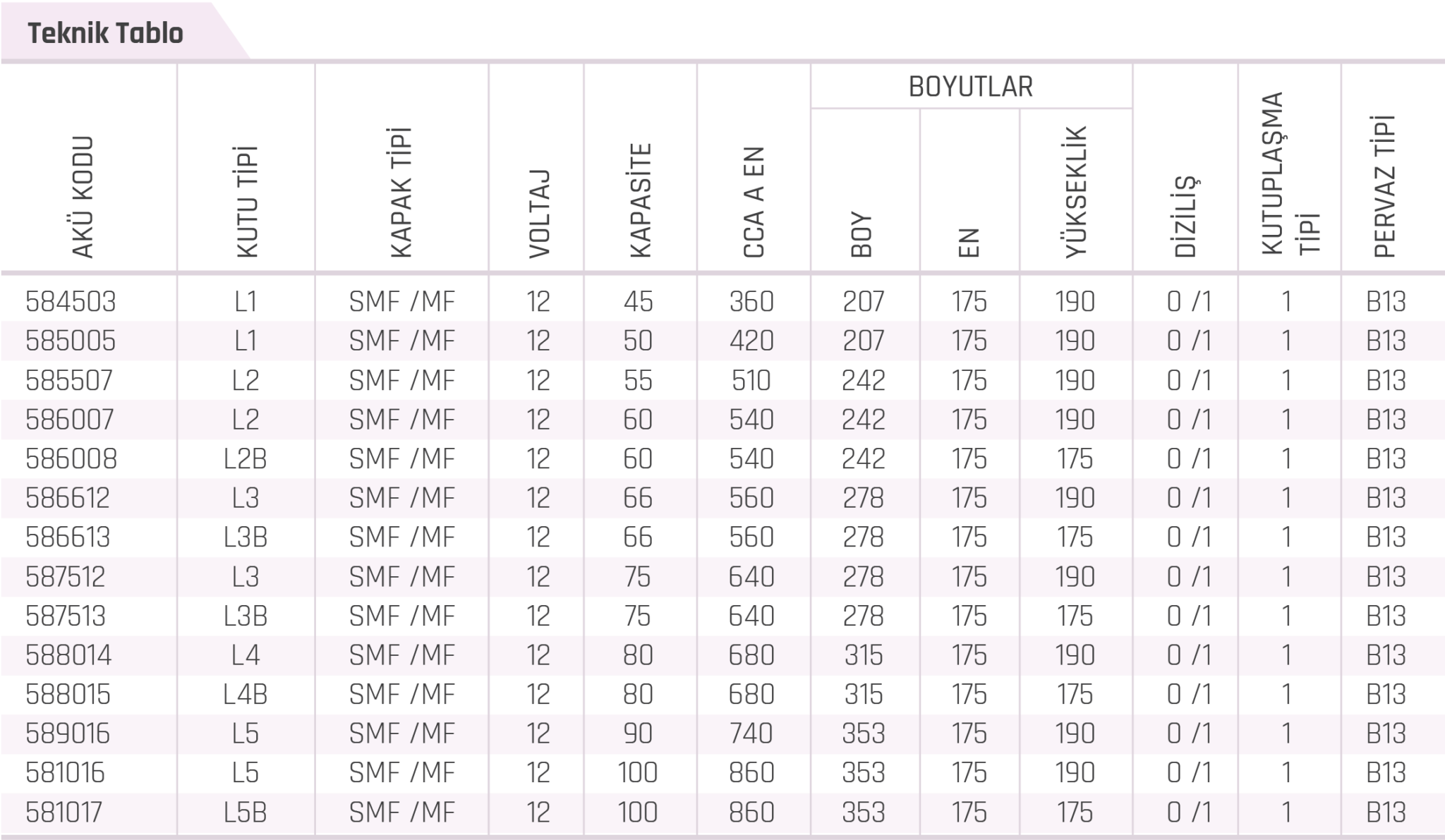 European Type Vehicle Batteries