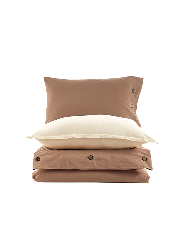 Duona Brown Beige Quilt Cover Set