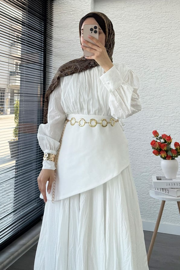 Cape Belted Voile Crush Dress