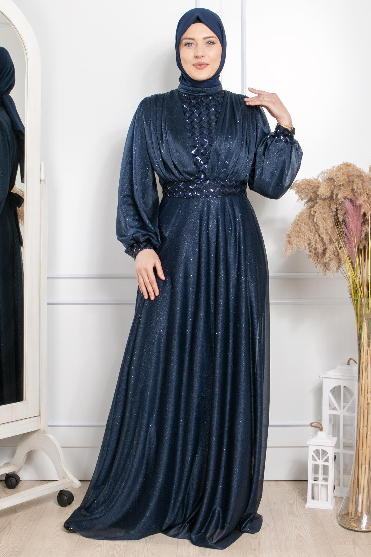 Eda Evening Dress Navy Blue